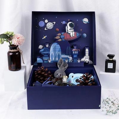 Luxury Innovative Biodegradable Packaging Colorful Flap Gift Box 20x18x8cm