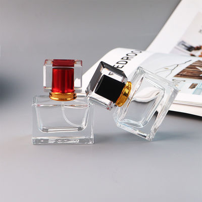 30ml 50ml Travel Rectangle Empty Perfume Glass Bottle with Aluminum Sprayer and Acrylic Cap SKIN CARE Crystal Spray Bottle