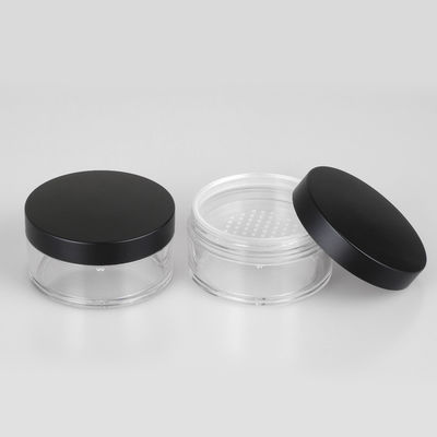 Private Label Clear Matte Cosmetic Loose Powder Sifter Jar with Black Frosted Screw Cap 3g 5g 10g 20g 30g 50g ABS PS