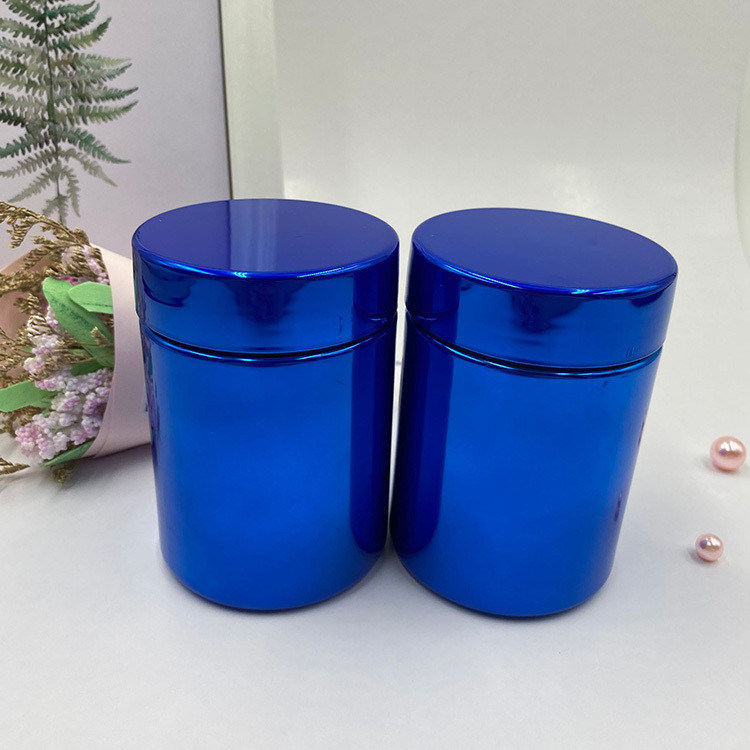 2oz 6oz 8oz 10oz 16oz 20oz Electroplated Metal Blue HDPE Bottle Manufacturers Plastic Powder Containers for Packing Whey Protein